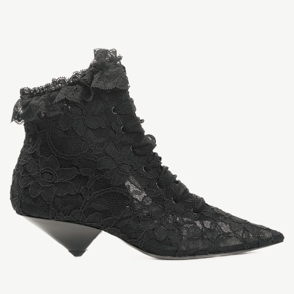 Saint Laurent Blaze 45 Black Lace Lace-Up Booties